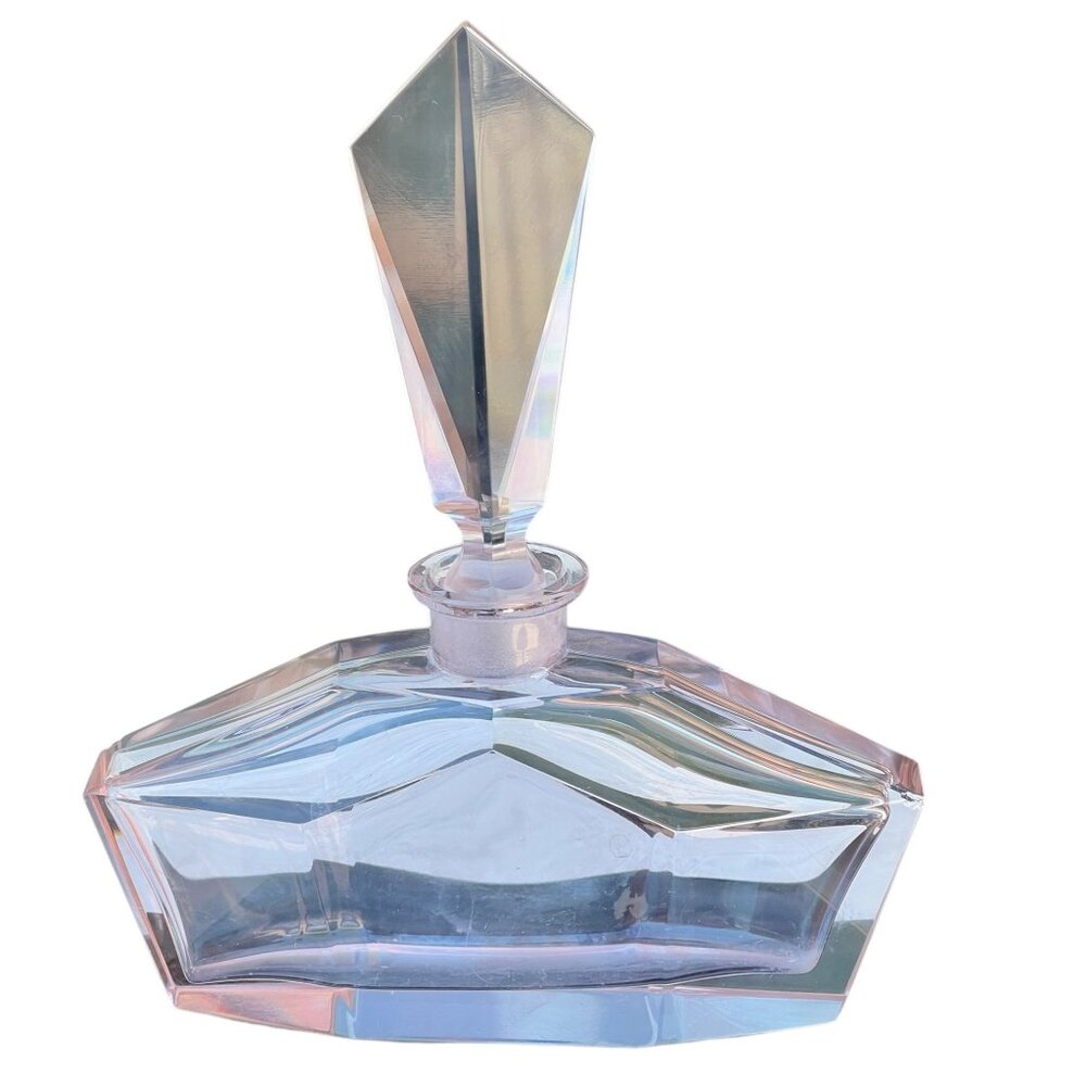 Neodymium Alexandrite Glass Perfume Bottle With Diamond-Cut Stopper VTG *READ